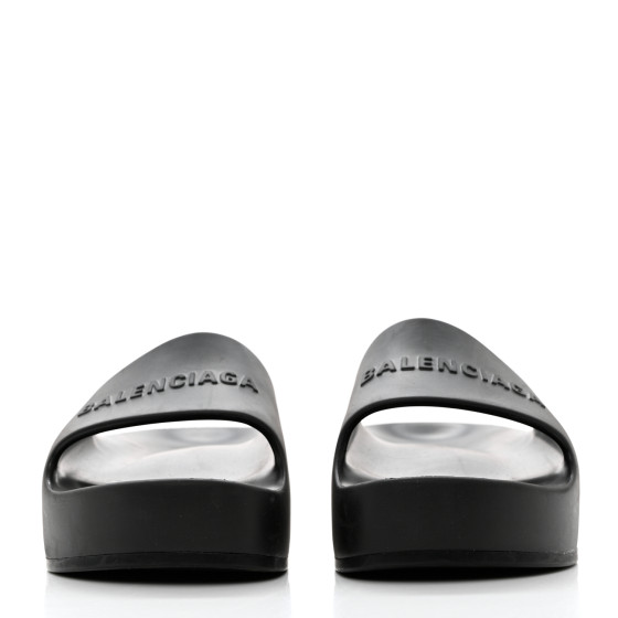 BALENCIAGA Rubber Chunky Platform Slide Sandals 38 Black