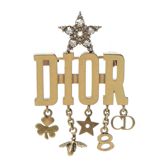 CHRISTIAN DIOR Metal Crystal Dio(r)evolution Logo Brooch