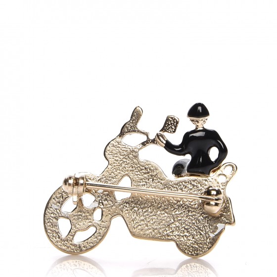 アクセサリー stifel CHANEL Metal Resin Crystal Motorcycle Coco Brooch Gold Black