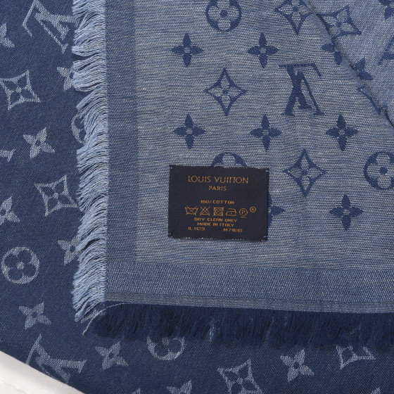 Louis Vuitton モノグラム ( •─• ) LOUIS VUITTON Cotton Monogram Essential Stole Blue 596077