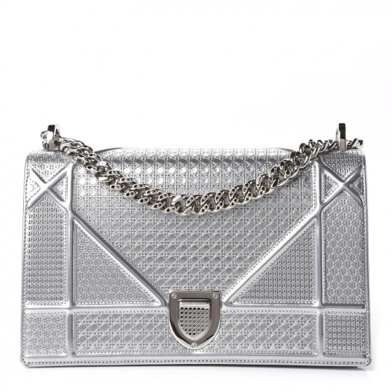 CHRISTIAN DIOR Metallic Patent Micro-Cannage Medium Diorama