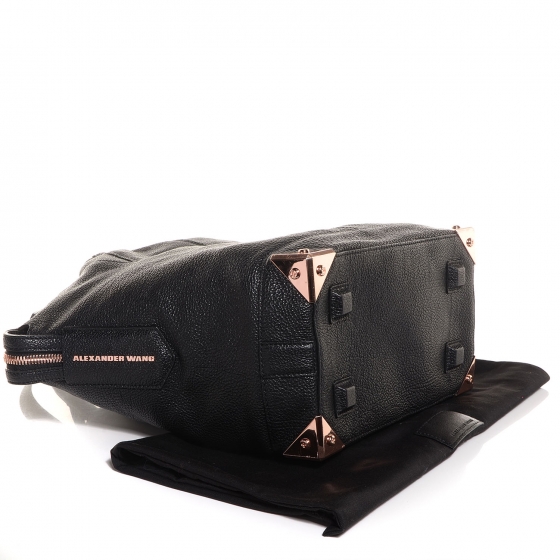 ALEXANDER WANG Pebbled Leather Large Emile Black with Rose