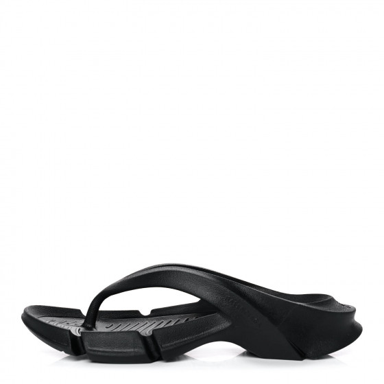 サンダル・ミュール BALENCIAGA BLACK RUBBER FLATS BALENCIAGA Womens Black Rubber Logo Chunky Platform Slides