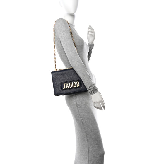 CHRISTIAN DIOR Grained Calfskin J'Adior Chain Flap Bag Blue