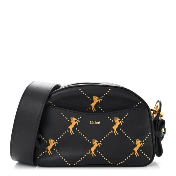 CHLOE Smooth Calfskin Little Horses Embroidered Shoulder Bag
