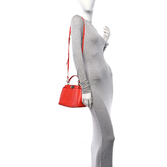 FENDI Nappa Mini Peekaboo Iconic Satchel Papavero