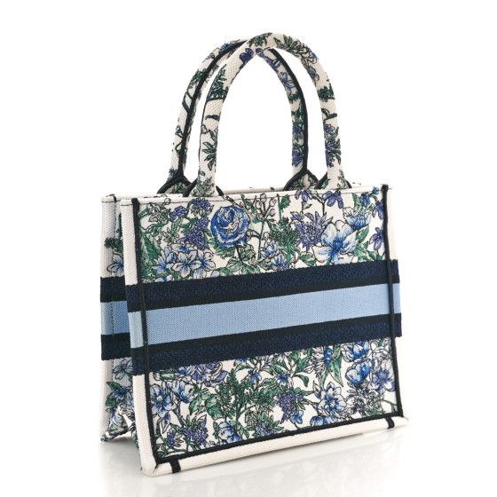 CHRISTIAN DIOR Canvas Embroidered Small Flowers Book Tote