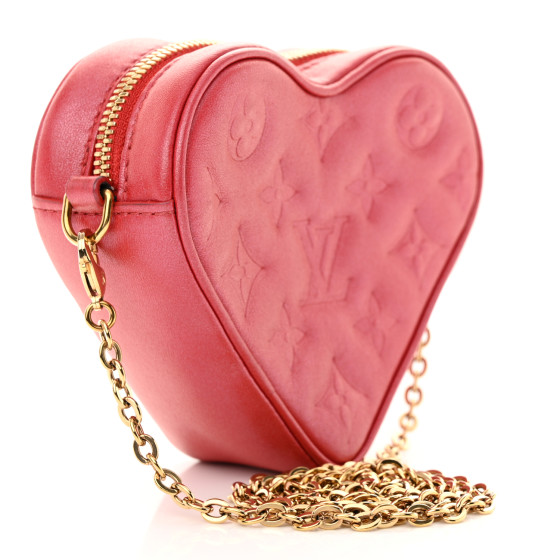 早い者勝ち！LOUVINI PARIS CUORE PINK-RED LOUIS VUITTON Lambskin Embossed Monogram Fall In Love Sac