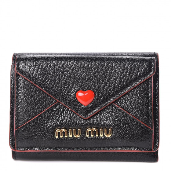 MIU MIU Goatskin Madras Love Wallet Black 434683 | FASHIONPHILE