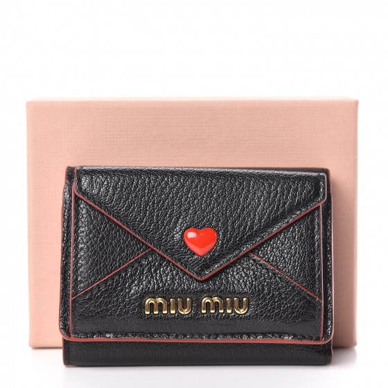 MIU MIU Goatskin Madras Love Wallet Black 434683 | FASHIONPHILE