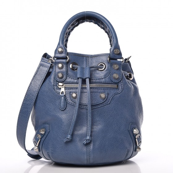 BALENCIAGA Agneau Giant 12 Silver Hardware Mini Pompon