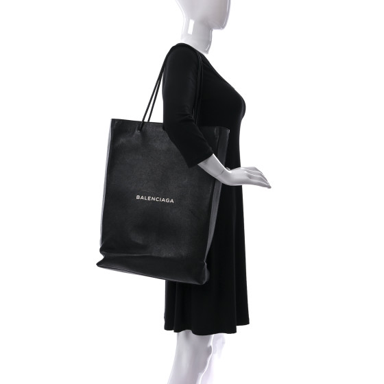 BALENCIAGA Calfskin Medium Logo North South Shopping Tote