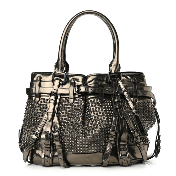 BURBERRY バッグ BURBERRY Metallic Patent Studded Rowan Pewter 1107214