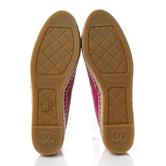 CHANEL Lambskin CC Espadrilles 39 Fuchsia Black 1113347