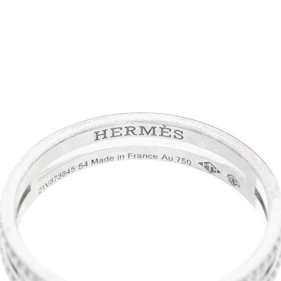 HERMES 18K White Gold Diamond Ariane Wedding Band Ring 54 7