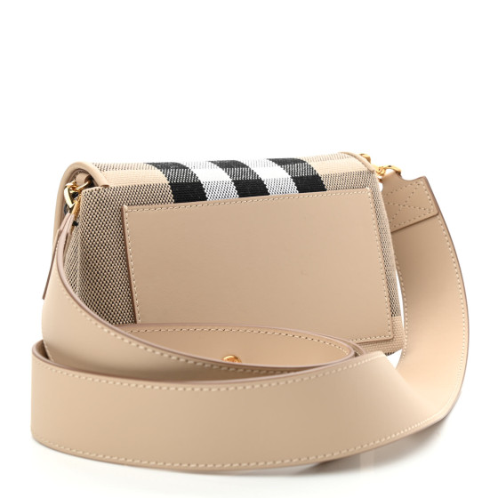 BURBERRY Canvas Check Hackberry Crossbody Bag Soft Fawn