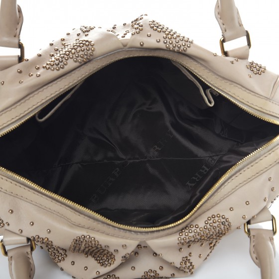 BURBERRY Calfskin Heart Studded Satchel Beige 287878