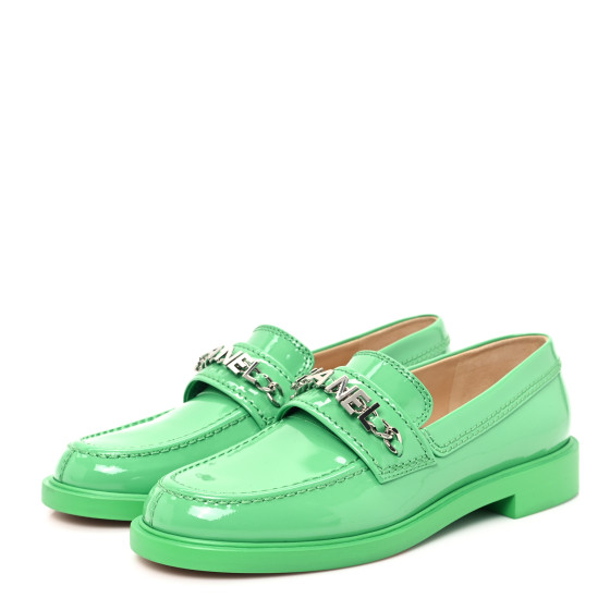 フランスya  100% Chanel CC Logo 36 6black Loafers Shoes New patent
