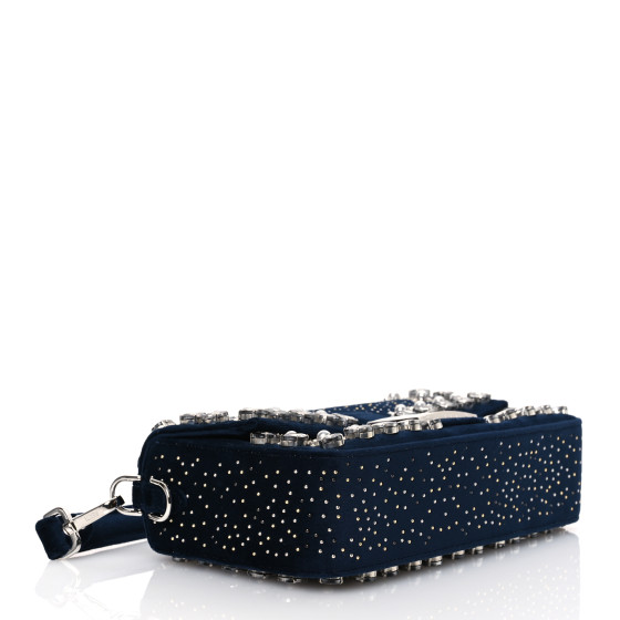 FENDI Velvet Crystal Embellished Baguette Midnight 1647147