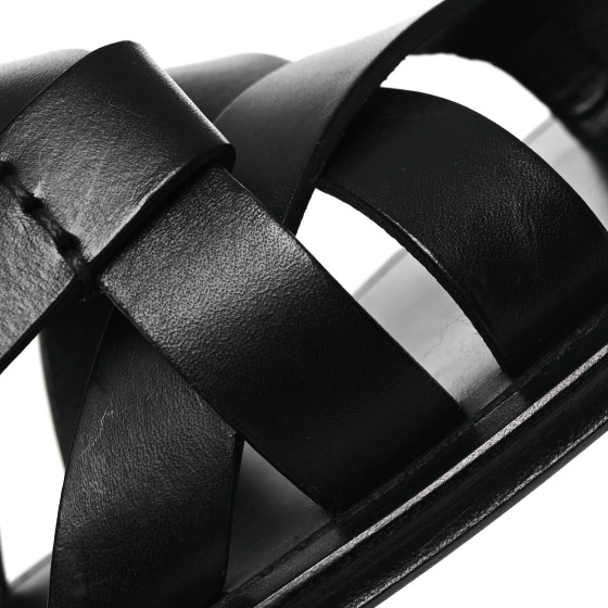 SAINT LAURENT Calfskin Pepe 05 Sandals 37 Black 1646588