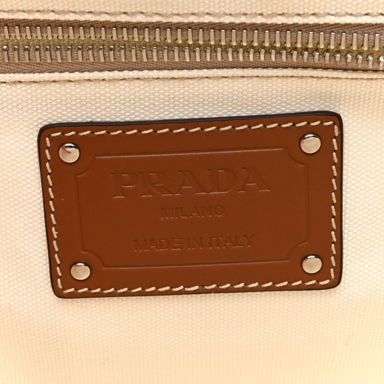 PRADA Canapa Legno Logo Tote White 1648128 | FASHIONPHILE