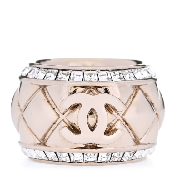 CHANEL Crystal CC Ring 52 6 Gold