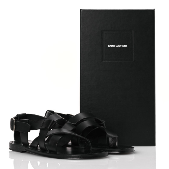 SAINT LAURENT Calfskin Pepe 05 Sandals 37 Black 1646588