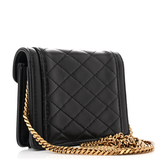 SAINT LAURENT Lambskin Quilted Micro Gaby Bag Black 1649082