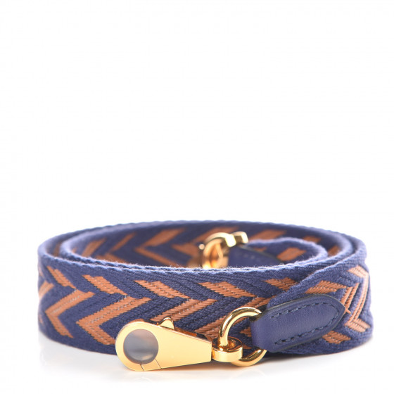 HERMES Toile Swift 25mm Sangle ZigZag Shoulder Strap Bleu