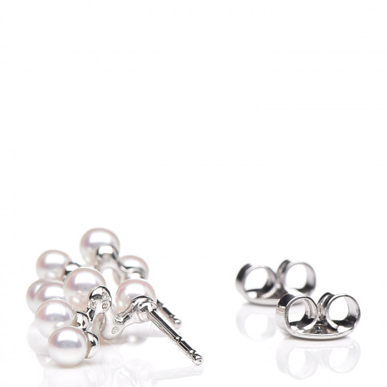 MIKIMOTO 18K White Gold Akoya Pearl 4.2-3.2mm Bubbles