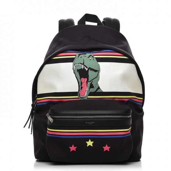 SAINT LAURENT アートプリントリュック SAINT LAURENT Nylon Twill Dinosaur Print City Backpack Black