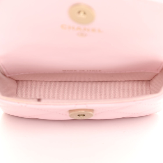 CHANEL Lambskin Quilted Pearl Chain Belt Bag Light Pink