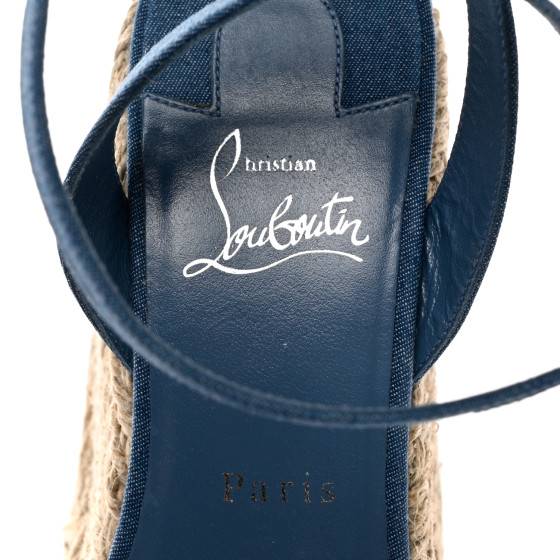 CHRISTIAN LOUBOUTIN Denim Mariza Zeppa 130 Wedge Sandals 40