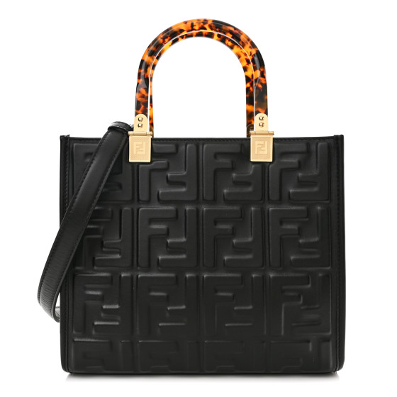 FENDI Vitello Plexiglass FF Embossed Small Fendi Sunshine Shopper Tote ...