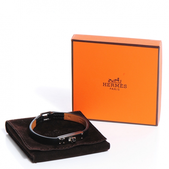 送料込み【HERMES】エルメス BLACK CHAMONIX KELLY BRACELET Hermès Kelly Dog Small Black Bracelet in Chamonix, Gold