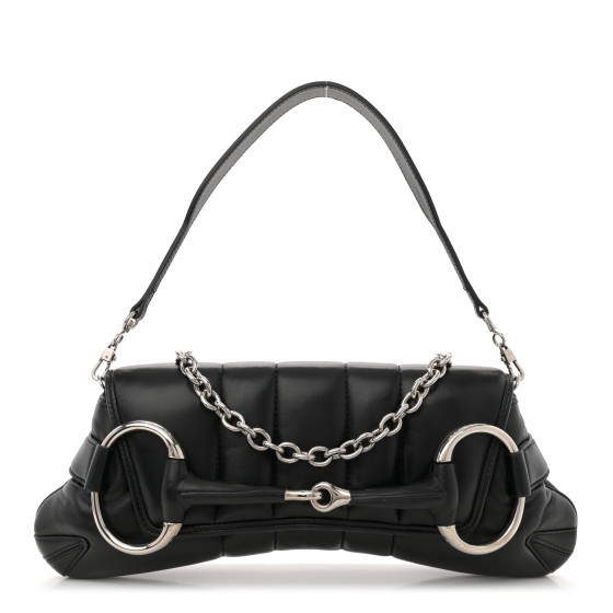 GUCCI バック ブラック GUCCI Nappa Vertical Matelasse Medium Maxi Horsebit Chain