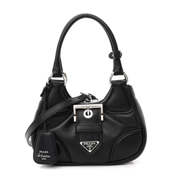 PRADA Nappa Soft Padded Re-Edition 2002 Moon Bag Black
