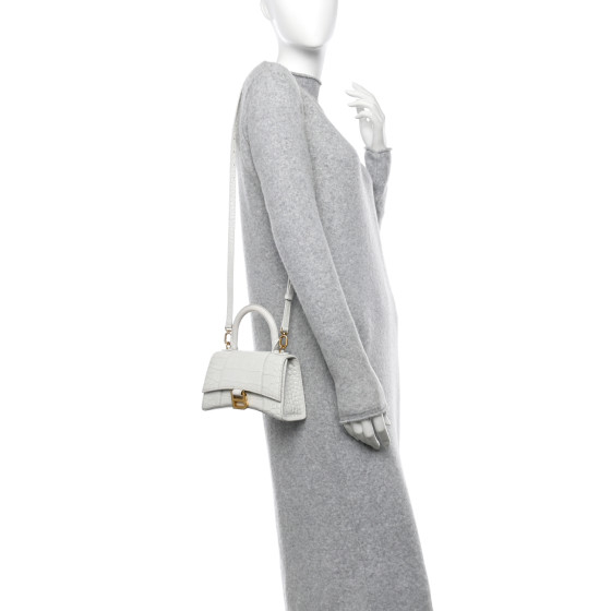 国内発送【BALENCIAGA】Hourglass ハンドバッグ Xsホワイト Balenciaga Hourglass XS Bag