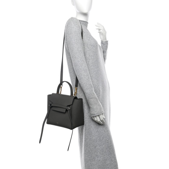 CELINE Grained Calfskin Micro Belt Bag Grey