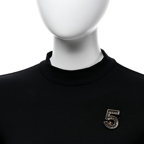 シャネル　ピンバッチ CHANEL Metal Enamel CC No 5 Rope Brooch Gold Denim Blue