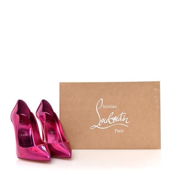 CHRISTIAN LOUBOUTIN Metallic Patent Psychic Hot Chick 100