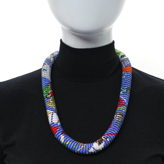 HERMES Silk Collier Plisse En Soie Petit H Pleated Necklace