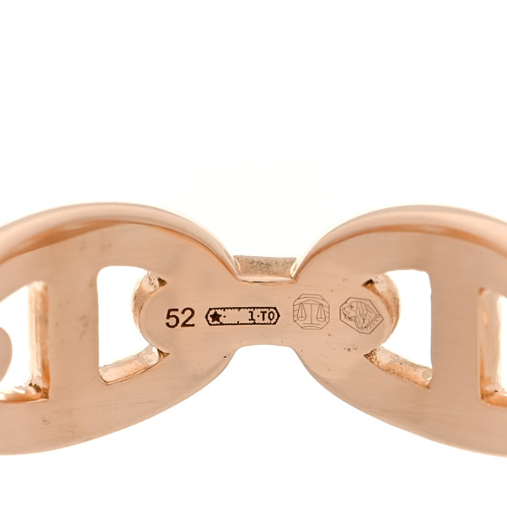 HERMES 18K Rose Gold PM Chaine d'Ancre Enchainee Ring 52 6