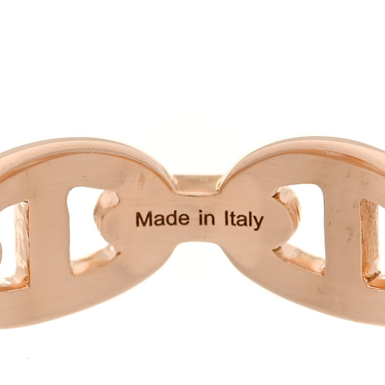 HERMES 18K Rose Gold PM Chaine d'Ancre Enchainee Ring 52 6