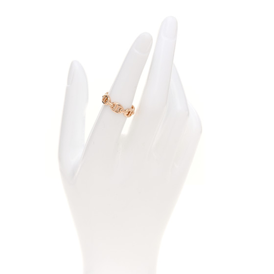 HERMES 18K Rose Gold PM Chaine d'Ancre Enchainee Ring 52 6