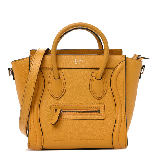 CELINE Drummed Calfskin Nano Luggage Ocre