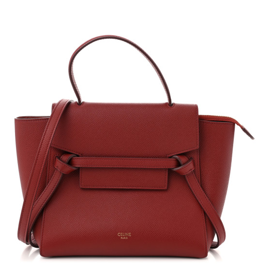 CELINE Grained Calfskin Nano Belt Bag Ruby
