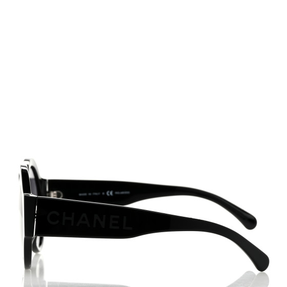 CHANEL Acetate Polarized Round Sunglasses 5410-A Black