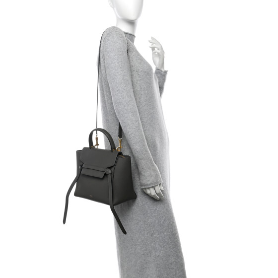 CELINE Baby Grained Calfskin Micro Belt Bag Grey