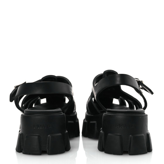 サンダル PRADA RUBBER CAGE SANDALS Prada 70mm Monolith Caged Rubber Sandals | Black | FARFETCH